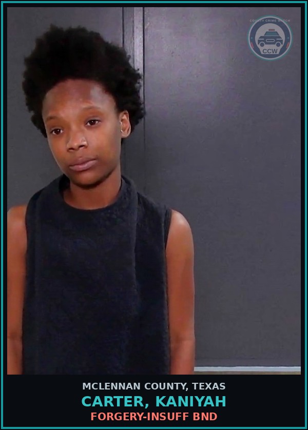 Booking mugshot of CARTER, KANIYAH in McLennan County