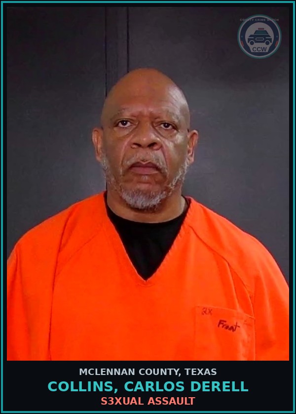 Booking mugshot of COLLINS, CARLOS DERELL in McLennan County
