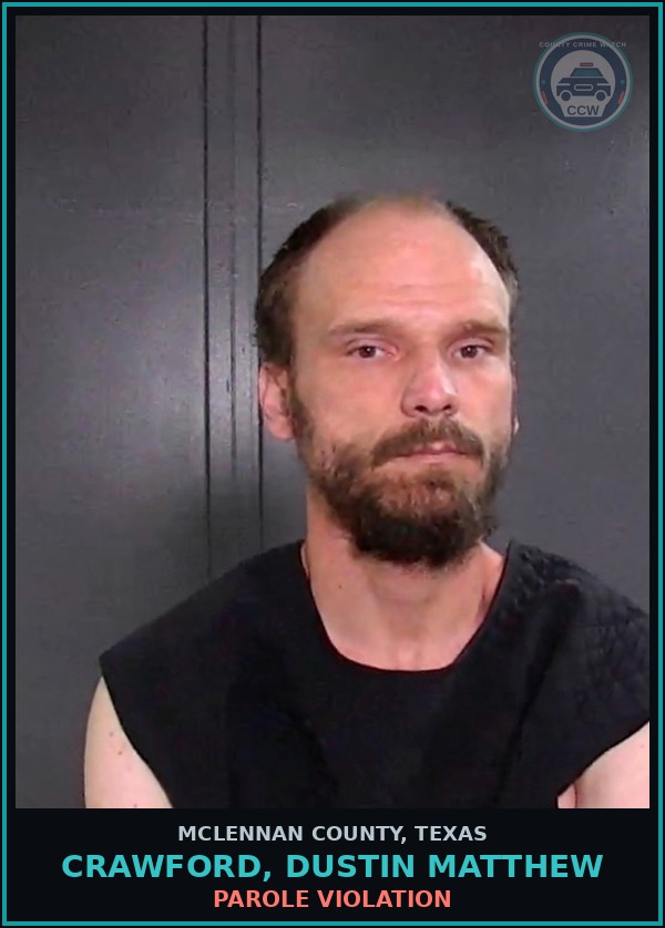 Booking mugshot of CRAWFORD, DUSTIN MATTHEW in McLennan County
