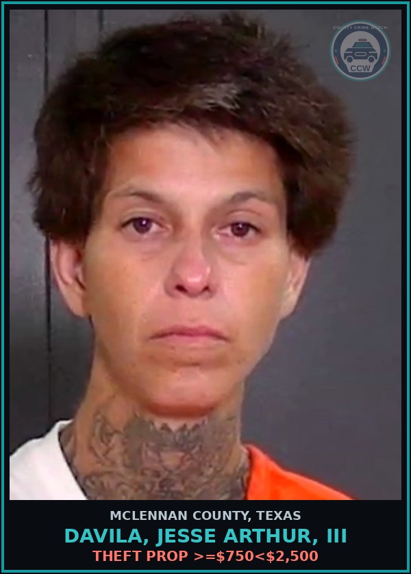 Booking mugshot of DAVILA, JESSE ARTHUR, III in McLennan County