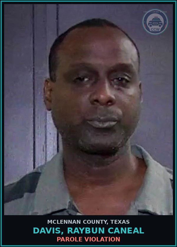 Booking mugshot of DAVIS, RAYBUN CANEAL in McLennan County