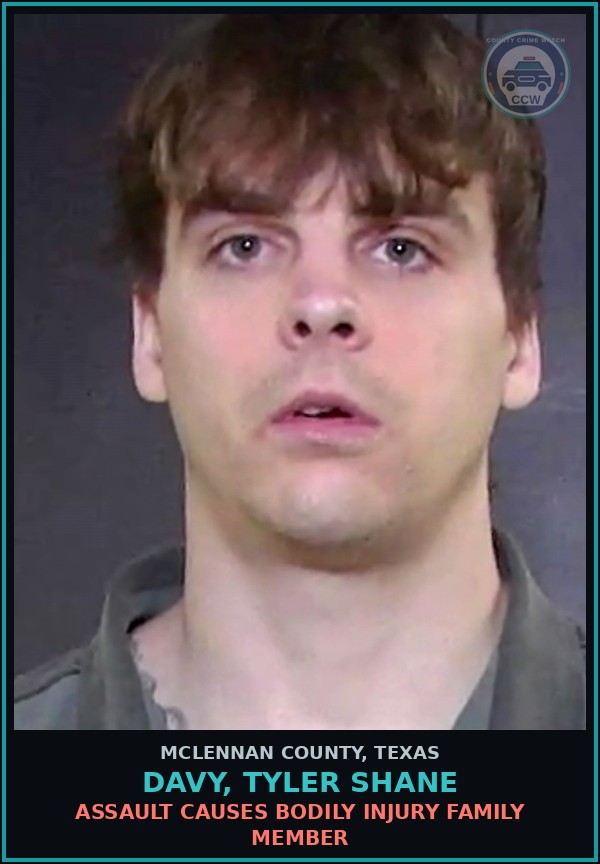 Booking mugshot of DAVY, TYLER SHANE in McLennan County