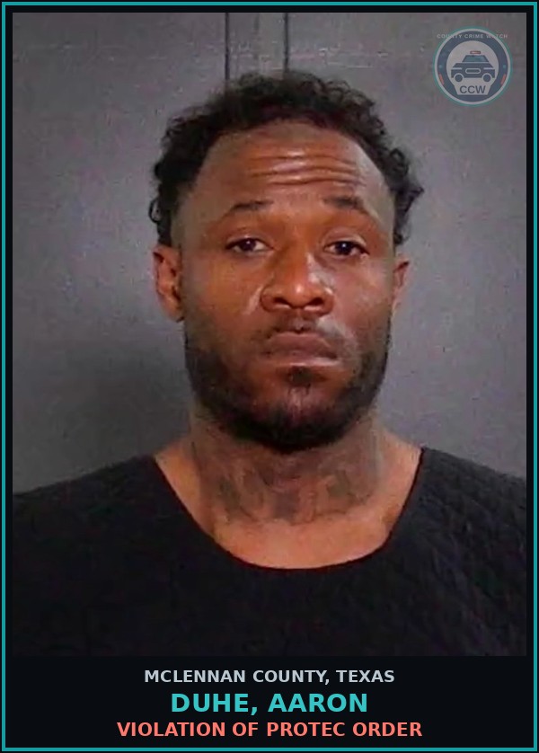 Booking mugshot of DUHE, AARON in McLennan County