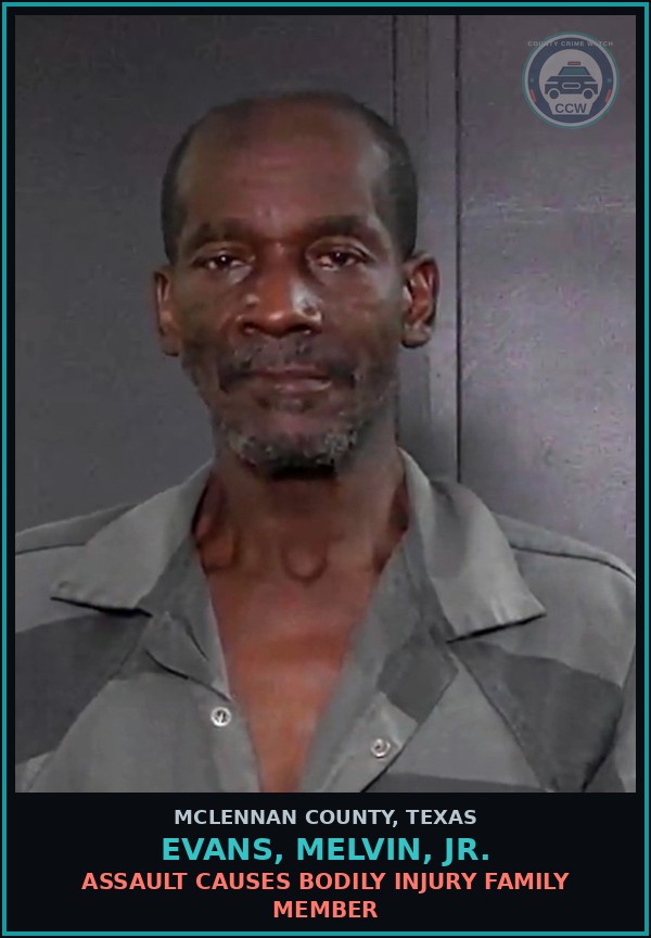 Booking mugshot of EVANS, MELVIN, JR. in McLennan County