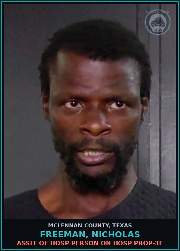 Booking mugshot of FREEMAN, NICHOLAS in McLennan County