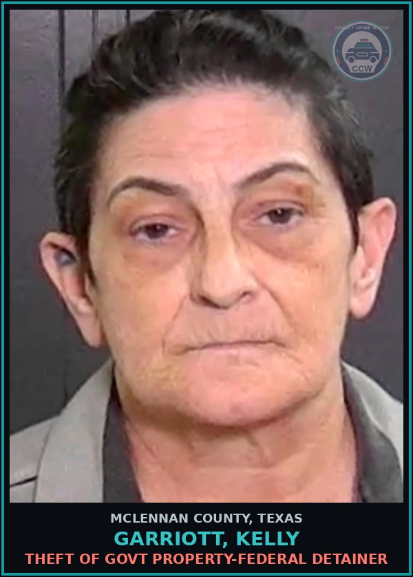 Booking mugshot of GARRIOTT, KELLY in McLennan County