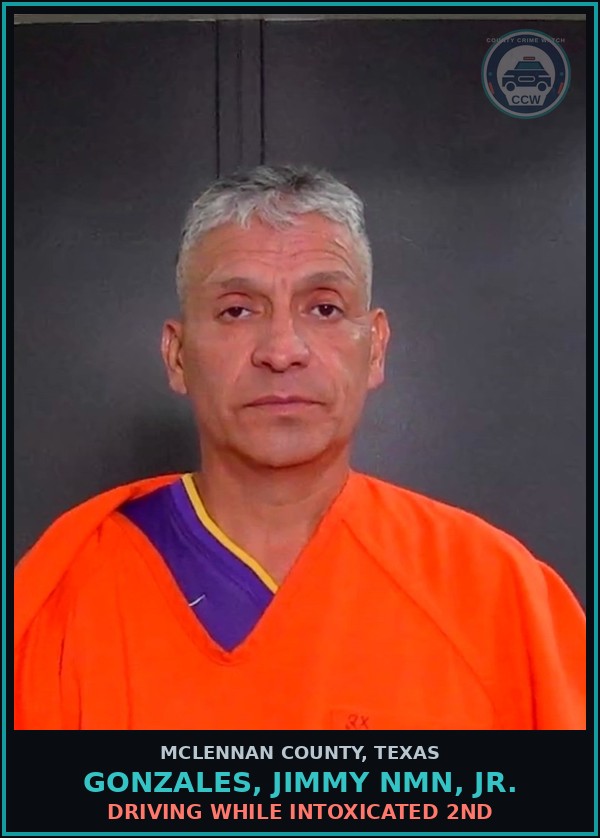 Booking mugshot of GONZALES, JIMMY NMN, JR. in McLennan County