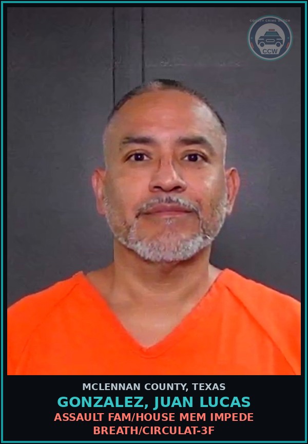 Booking mugshot of GONZALEZ, JUAN LUCAS in McLennan County