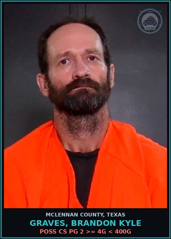 Booking mugshot of GRAVES, BRANDON KYLE in McLennan County