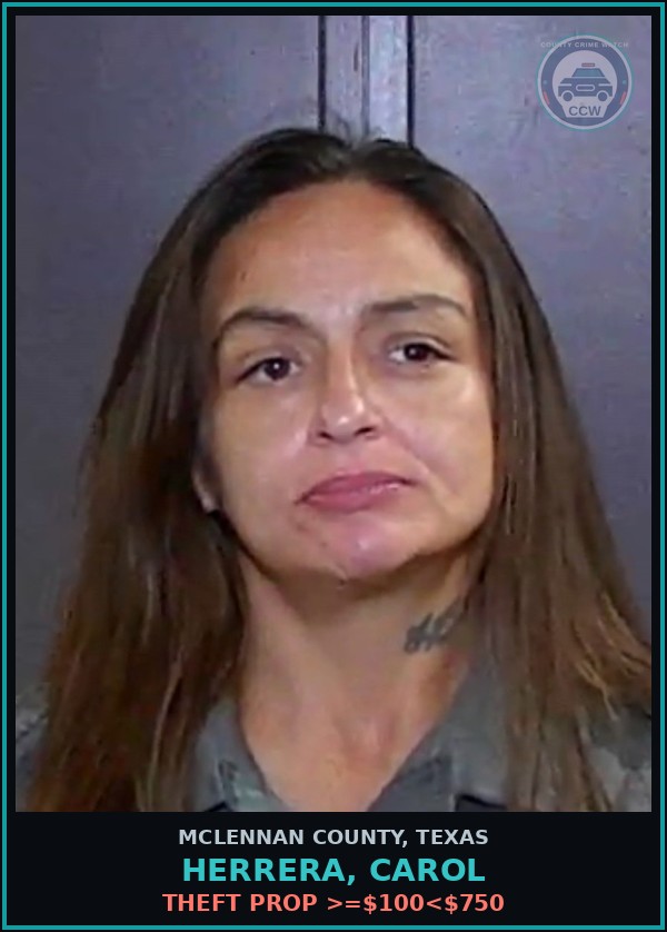 Booking mugshot of HERRERA, CAROL in McLennan County