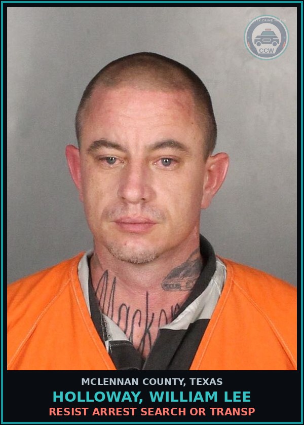 Booking mugshot of HOLLOWAY, WILLIAM LEE in McLennan County