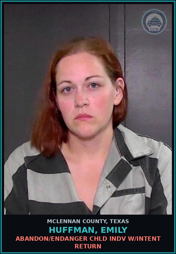 Booking mugshot of HUFFMAN, EMILY in McLennan County