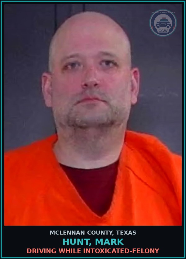 Booking mugshot of HUNT, MARK in McLennan County