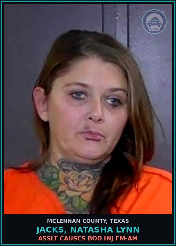 Booking mugshot of JACKS, NATASHA LYNN in McLennan County