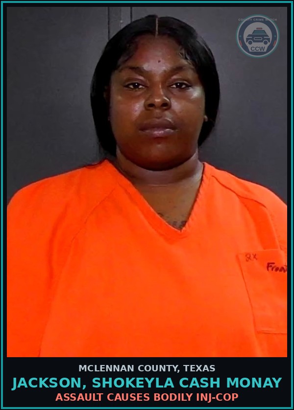 Booking mugshot of JACKSON, SHOKEYLA CASH MONAY in McLennan County