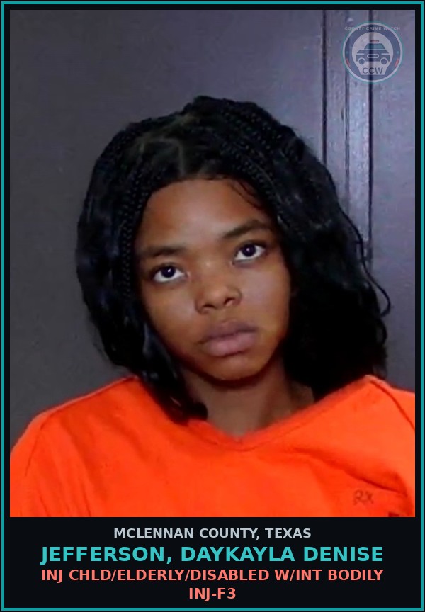 Booking mugshot of JEFFERSON, DAYKAYLA DENISE in McLennan County