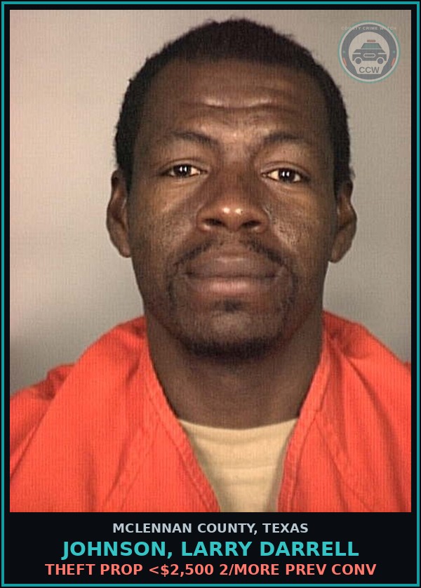 Booking mugshot of JOHNSON, LARRY DARRELL in McLennan County