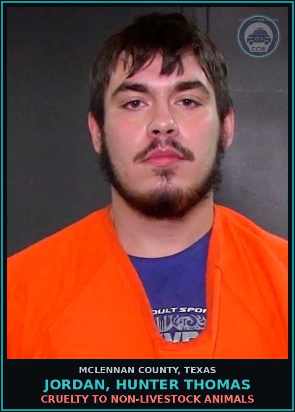 Booking mugshot of JORDAN, HUNTER THOMAS in McLennan County
