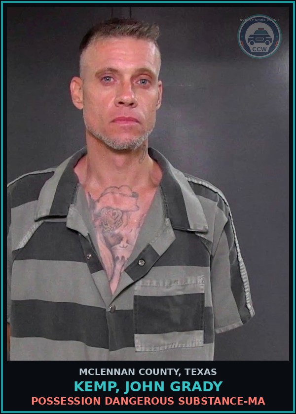 Booking mugshot of KEMP, JOHN GRADY in McLennan County