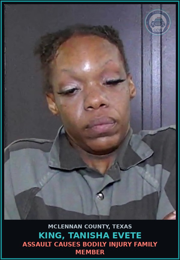 Booking mugshot of KING, TANISHA EVETE in McLennan County