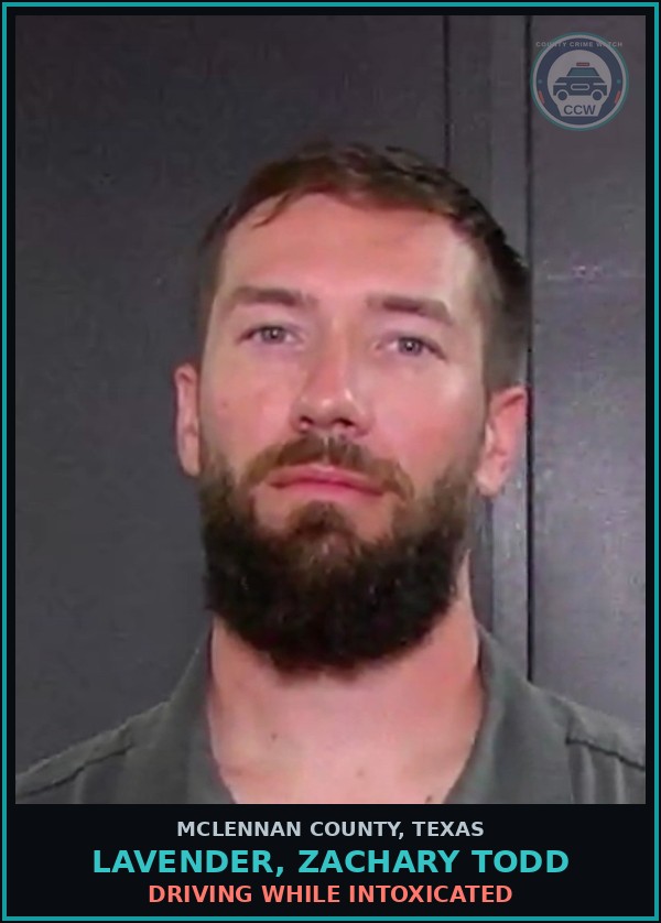 Booking mugshot of LAVENDER, ZACHARY TODD in McLennan County