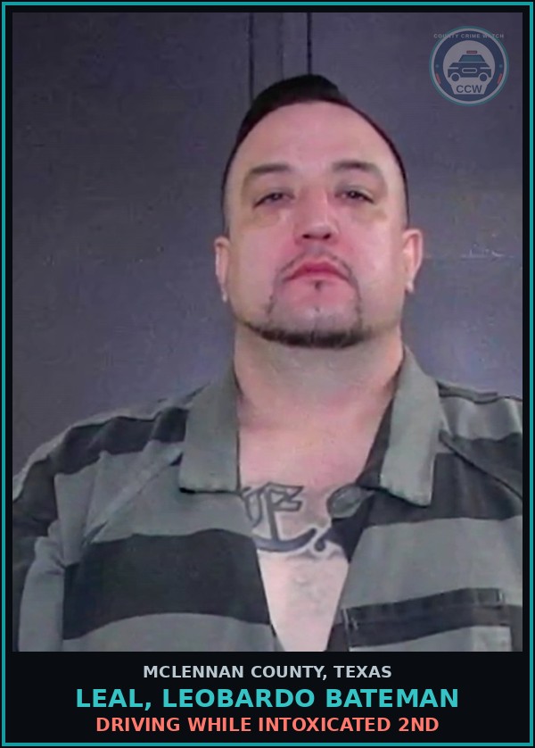 Booking mugshot of LEAL, LEOBARDO BATEMAN in McLennan County