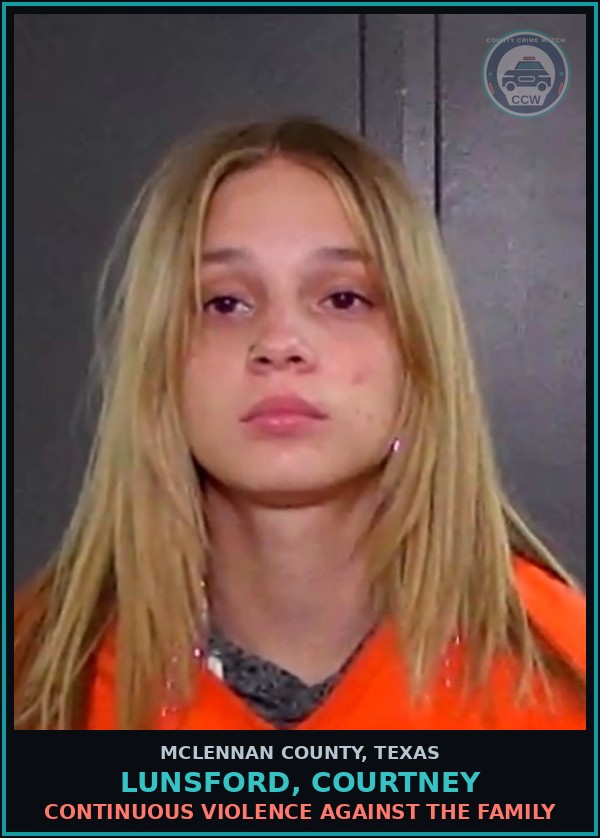 Booking mugshot of LUNSFORD, COURTNEY in McLennan County