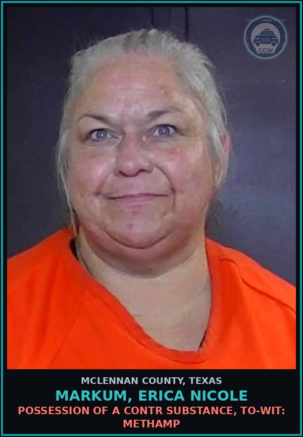 Booking mugshot of MARKUM, ERICA NICOLE in McLennan County