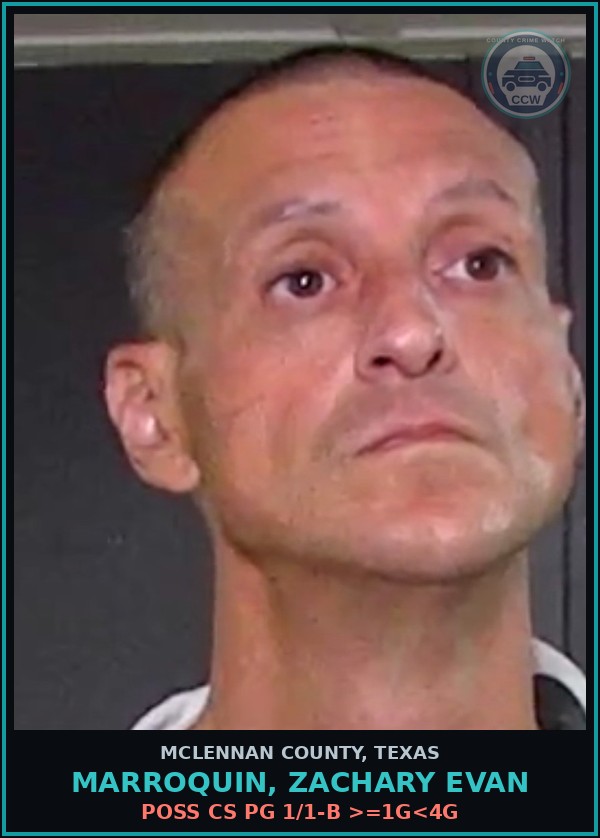Booking mugshot of MARROQUIN, ZACHARY EVAN in McLennan County