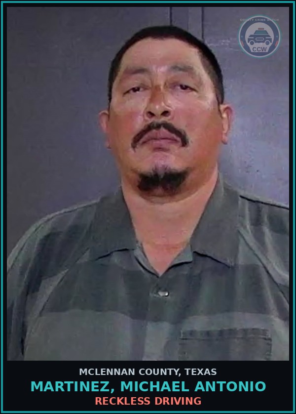 Booking mugshot of MARTINEZ, MICHAEL ANTONIO in McLennan County
