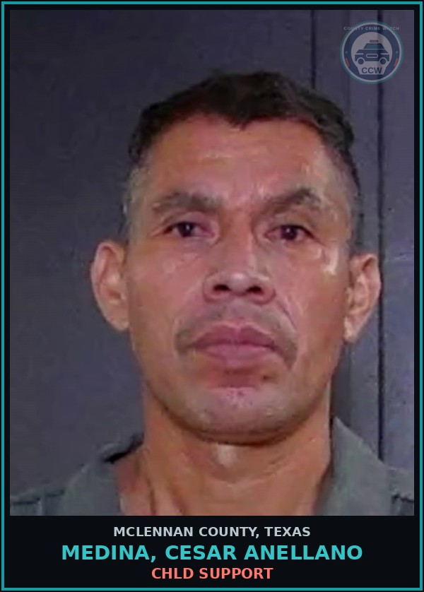 Booking mugshot of MEDINA, CESAR ANELLANO in McLennan County