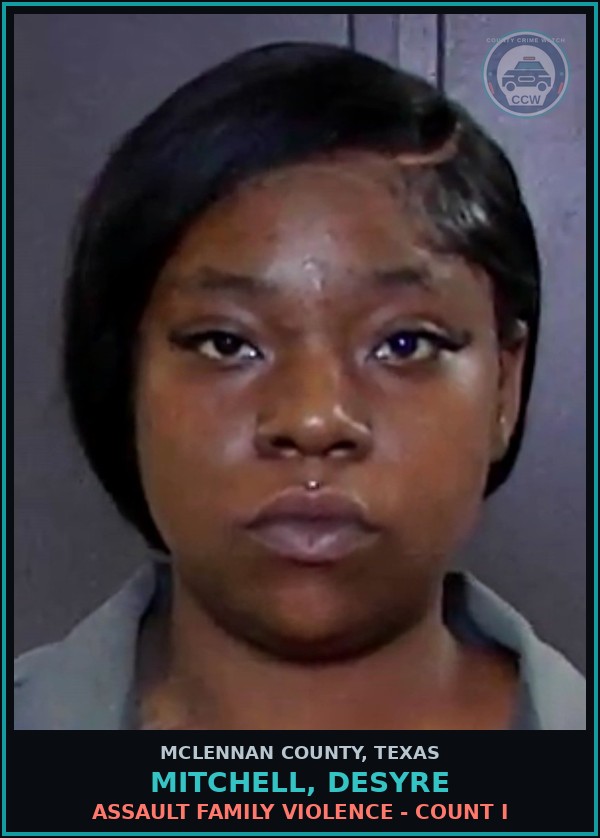 Booking mugshot of MITCHELL, DESYRE in McLennan County