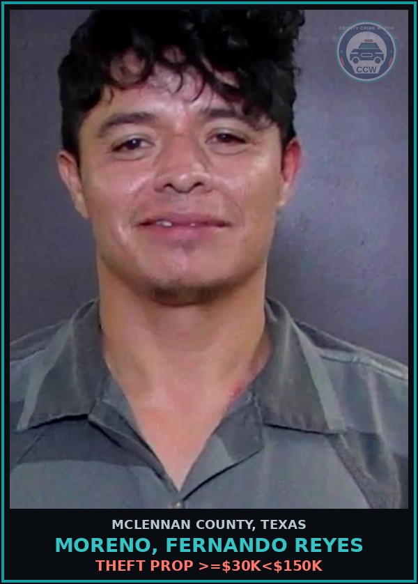 Booking mugshot of MORENO, FERNANDO REYES in McLennan County