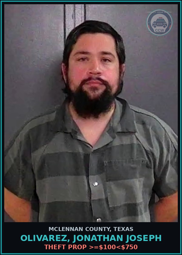 Booking mugshot of OLIVAREZ, JONATHAN JOSEPH in McLennan County