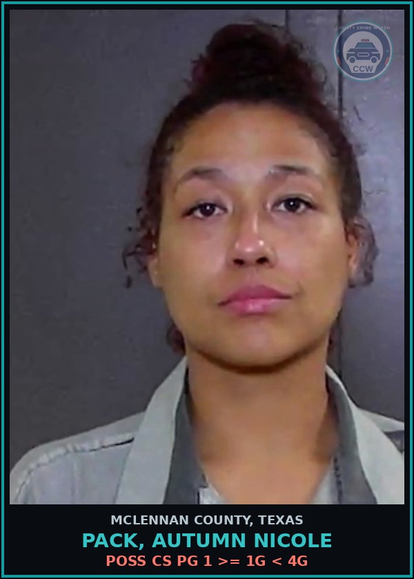 Booking mugshot of PACK, AUTUMN NICOLE in McLennan County