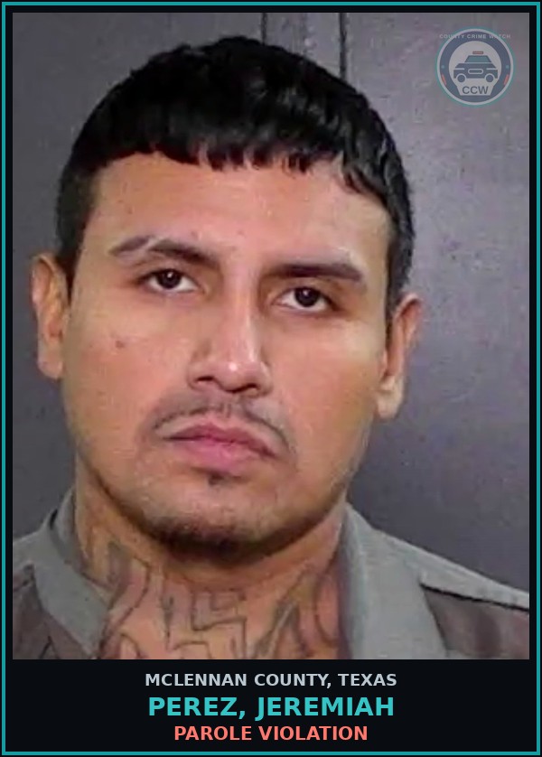 Booking mugshot of PEREZ, JEREMIAH in McLennan County