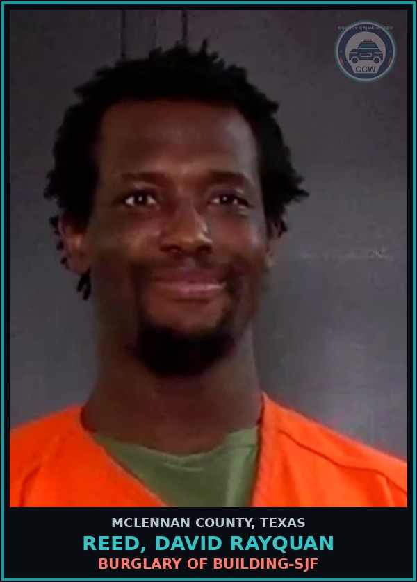 Booking mugshot of REED, DAVID RAYQUAN in McLennan County