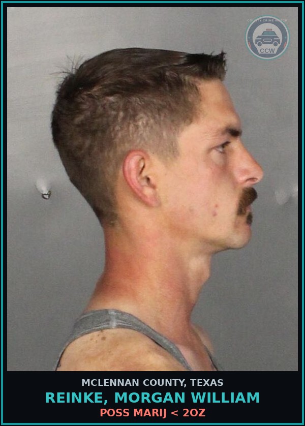 Booking mugshot of REINKE, MORGAN WILLIAM in McLennan County