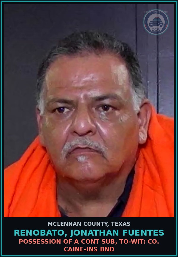Booking mugshot of RENOBATO, JONATHAN FUENTES in McLennan County