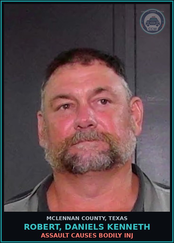 Booking mugshot of ROBERT, DANIELS KENNETH in McLennan County