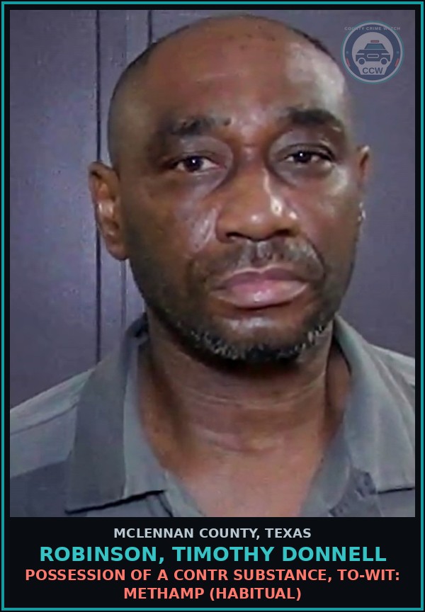 Booking mugshot of ROBINSON, TIMOTHY DONNELL in McLennan County
