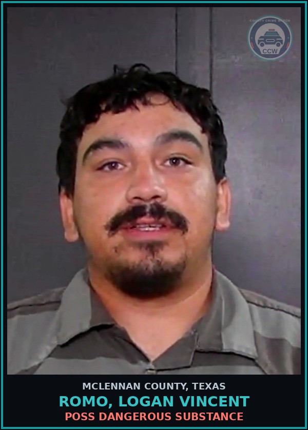 Booking mugshot of ROMO, LOGAN VINCENT in McLennan County