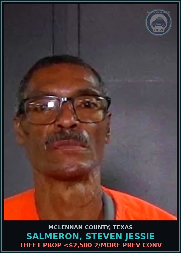 Booking mugshot of SALMERON, STEVEN JESSIE in McLennan County