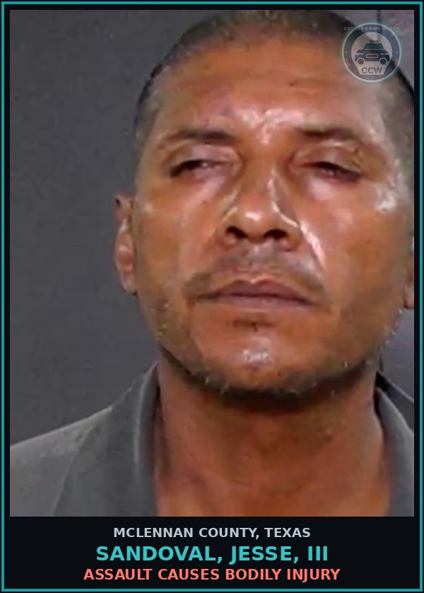 Booking mugshot of SANDOVAL, JESSE, III in McLennan County