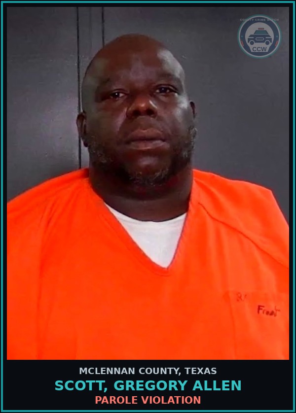 Booking mugshot of SCOTT, GREGORY ALLEN in McLennan County