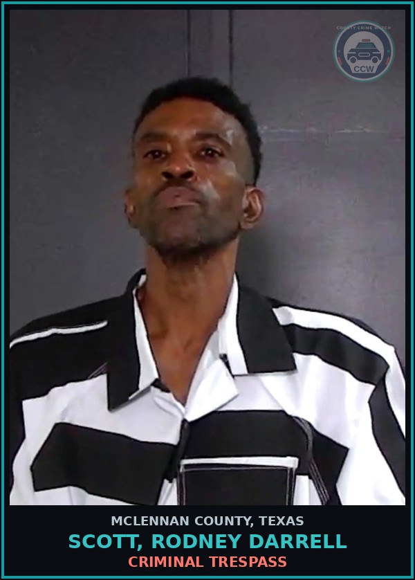 Booking mugshot of SCOTT, RODNEY DARRELL in McLennan County