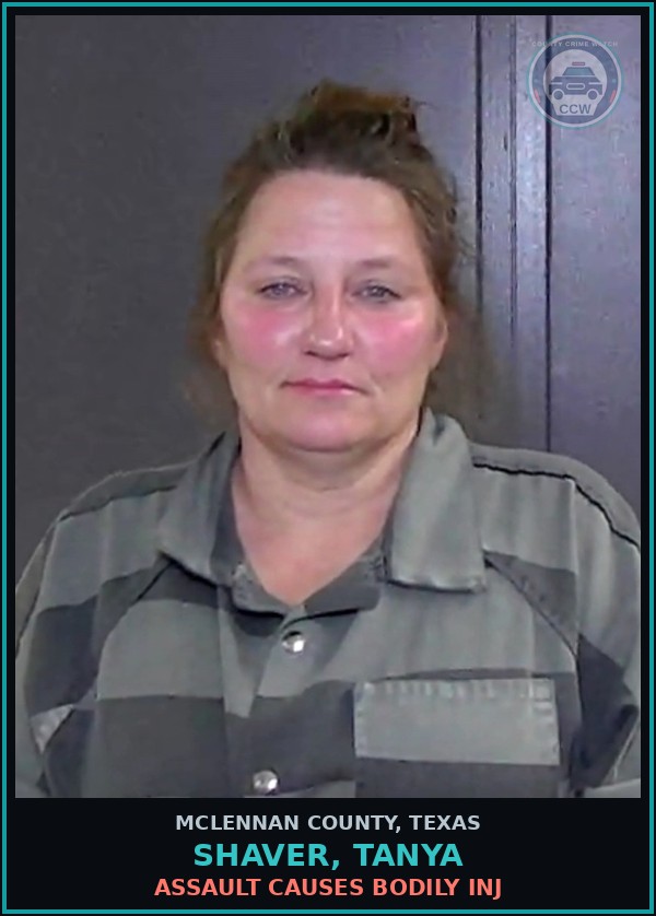 Booking mugshot of SHAVER, TANYA in McLennan County