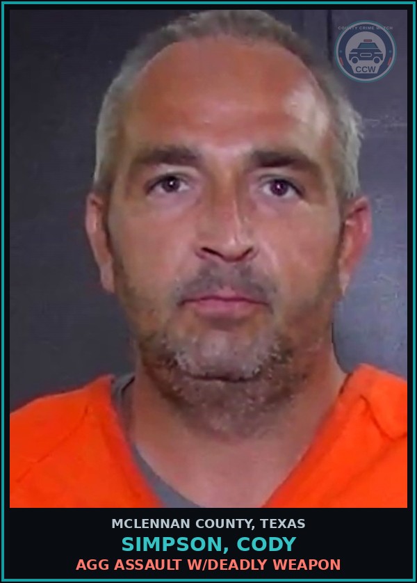 Booking mugshot of SIMPSON, CODY in McLennan County