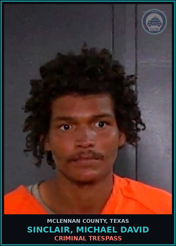 Booking mugshot of SINCLAIR, MICHAEL DAVID in McLennan County