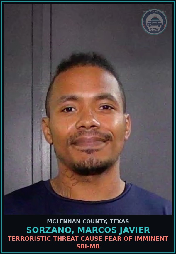 Booking mugshot of SORZANO, MARCOS JAVIER in McLennan County